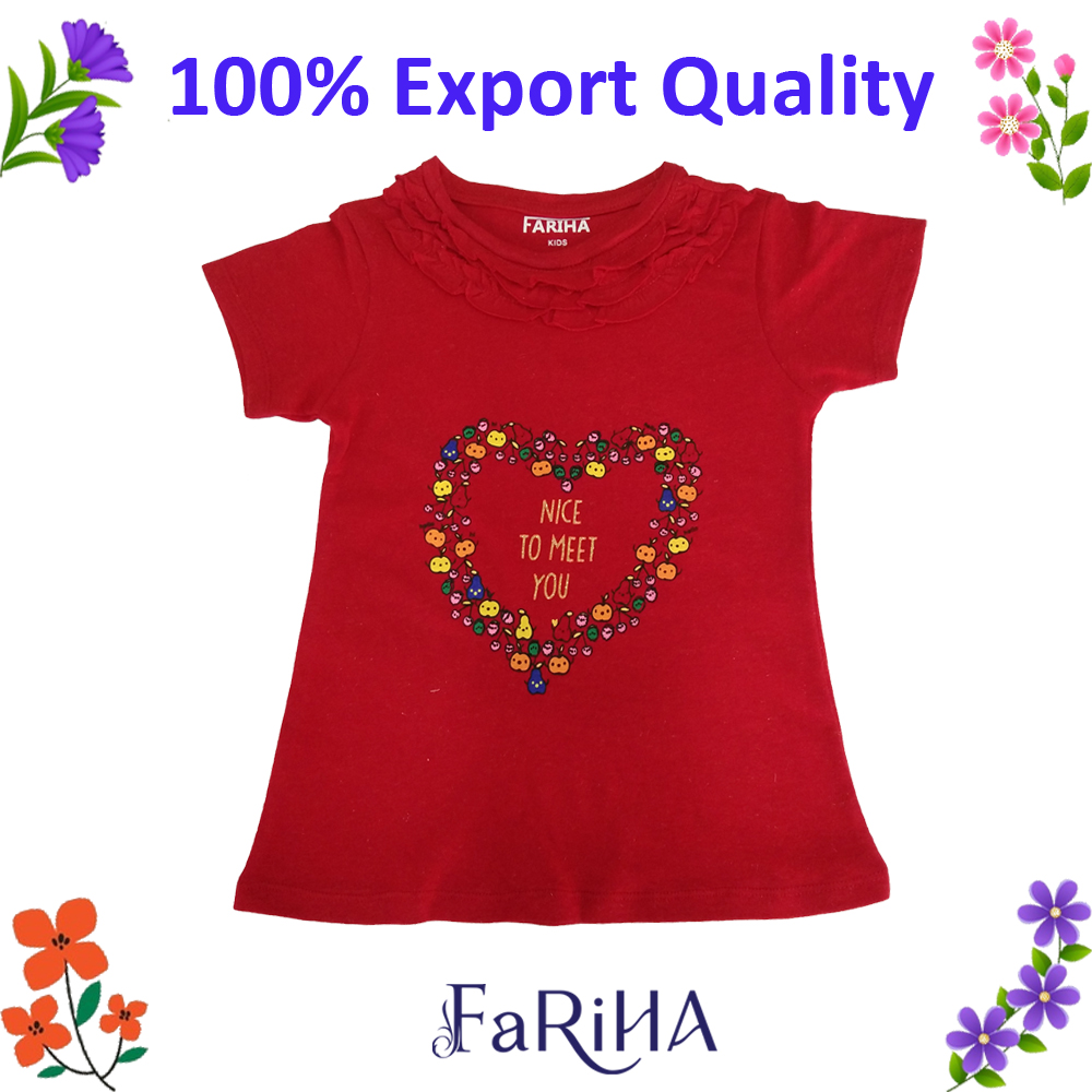 T-shirt Half Sleeve for Girls Baby 100% Cotton T Shirt 0-6 Years - বাচ্চাদের জামা