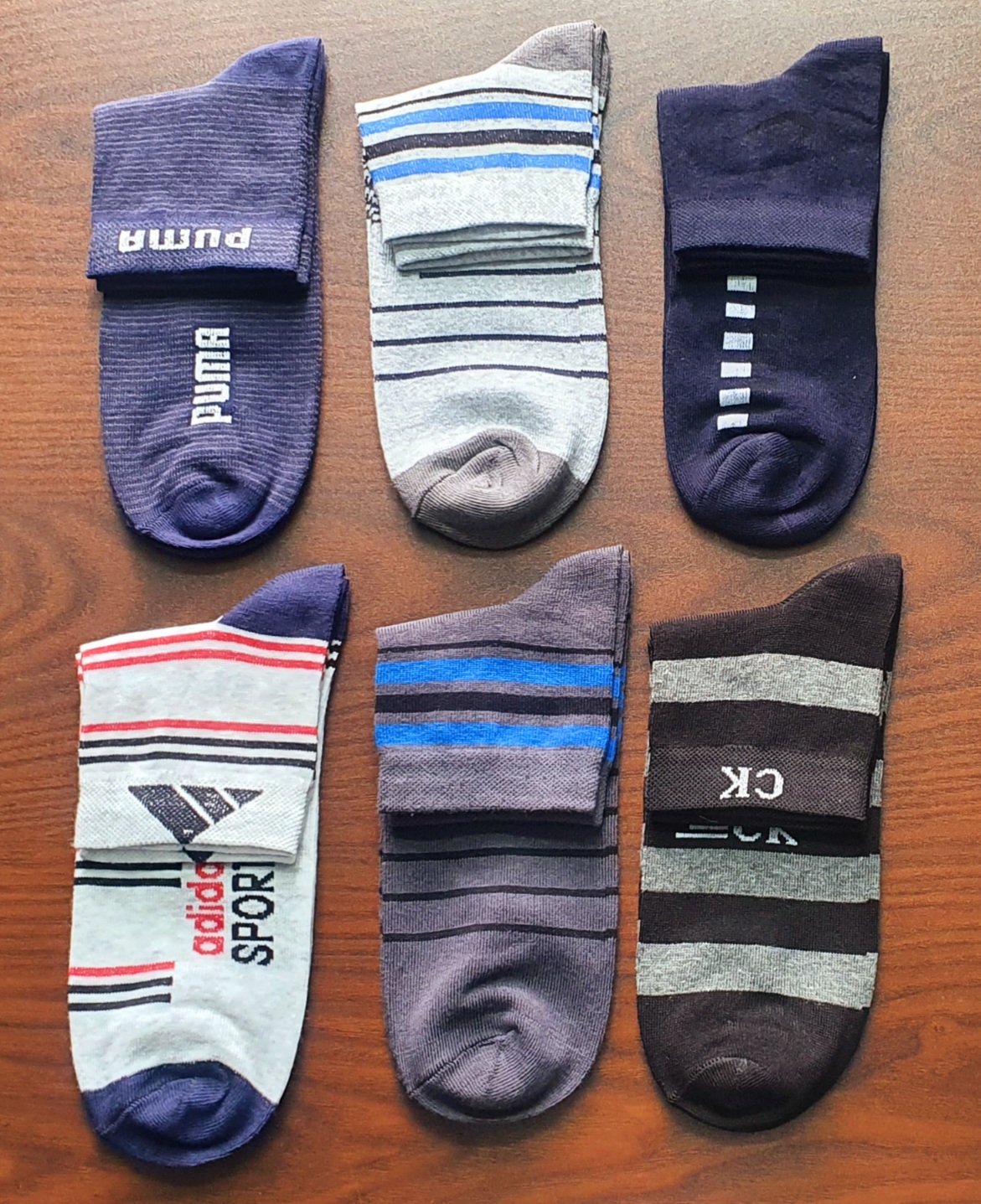 Comfortable Cotton Socks  Men's 6 Pairs Combo  - Mixed Brand - Cycle - Cycle