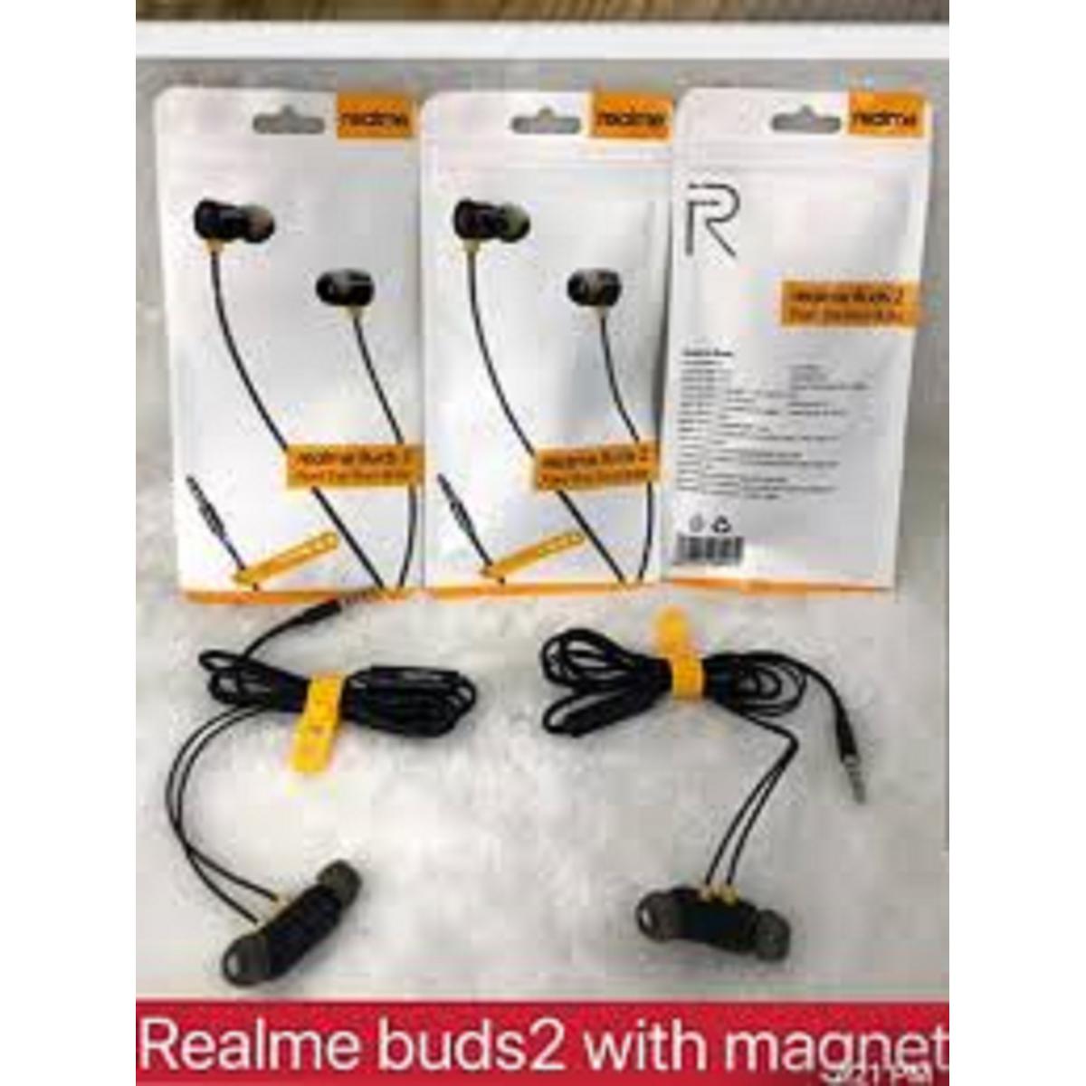Realme বাডস 2 ম্যাগনেট তারযুক্ত ইয়ারফোন সাথে মাইক বাড তারযুক্ত হেডফোন